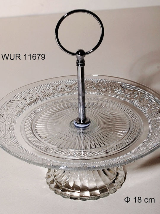 Royal Art Collection Sticlă Platou pentru aperitive Un singur cârlig Transparentă Ø18xY18cm L18xl18xH18cm 1buc