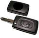 Foldable Car Key Shell with Blade with 2 Buttons for Peugeot