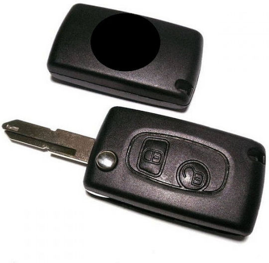 Foldable Car Key Shell with Blade with 2 Buttons for Peugeot