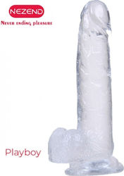 Nezend Dildo realist cu Testicule și Ventuză Transparent 20cm