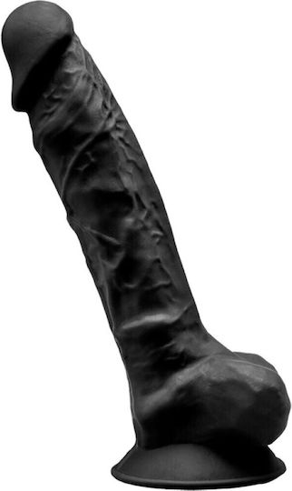 SilexD Glass Dildo with Balls and Suction Cup Black 23cm