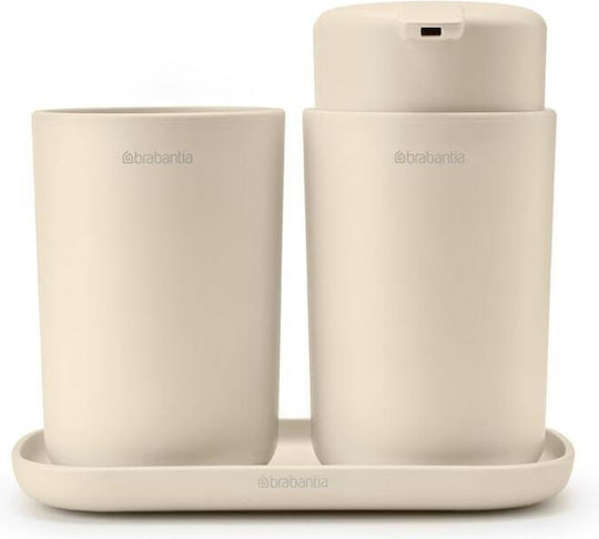 Brabantia Set Accesorii Pentru Baie Metalic Bej 3 Bucăți Brabantia Set Accesorii Pentru Baie Metalic Bej 3 Bucăți