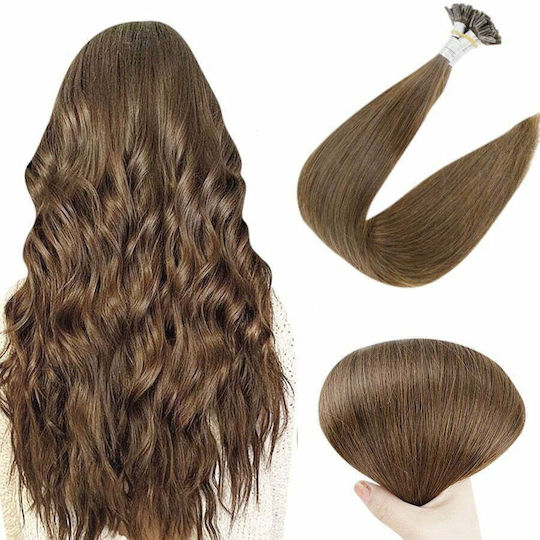 Remy Hair Extension Keratin with Natural Hair Remy in Dark Chestnut Color 6 55cm
