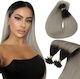 Remy Hair Extension Κερατίνης με Φυσική Τρίχα Ρεμί σε Σκούρο Μαύρο Χρώμα 1/Silver 55cm