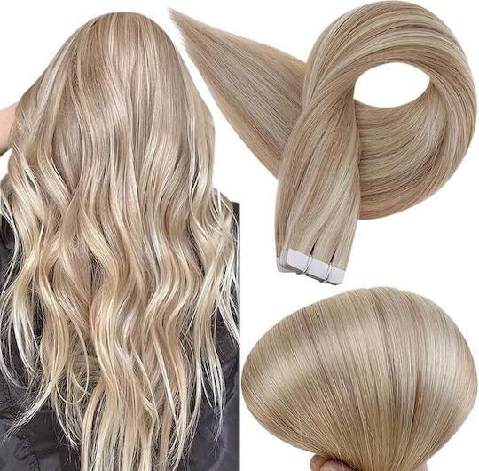 Remy Hair Αυτοκόλλητο Extension με Φυσική Τρίχα Ρεμί σε Ξανθό Πλατινέ Χρώμα 18 55cm No 18 22 60 4τμχ