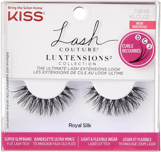 Kiss Lash Couture Luxtension False Eyelashes D Curl Royal Silk Black