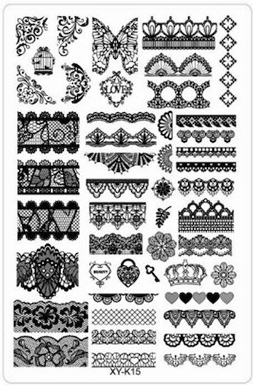 Jlac Stamping Plates Xyk15 Briefmarken für Nägel in Transparent Farbe