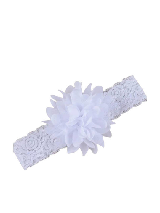 Elecool Baby Headband with Flower Lace in White Color