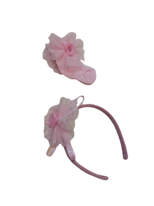 Kinder Haarband mit Blume Rosa 1Stück