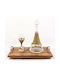 Wooden Wedding Set with Decanter & Wine Glass on Tray Brown 3pcs