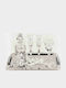 Wedding Carafe Set with Wine & Champagne Glasses on Tray Crystal / Inox Silver 4pcs