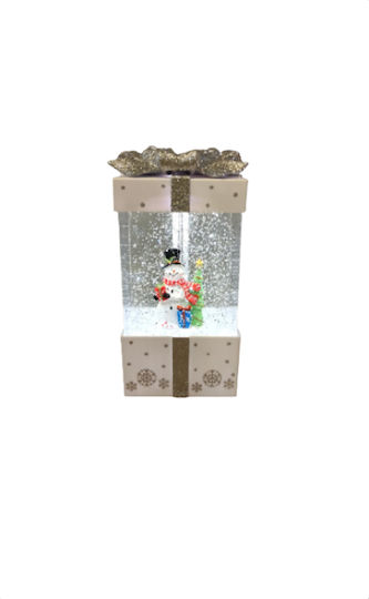 Ornament de Crăciun Cadou Luminat cu Om de Zăpadă 10x10x17cm 1buc