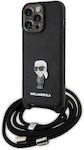 Karl Lagerfeld Plastic Back Cover with Strap Black (iPhone 15 Pro Max)