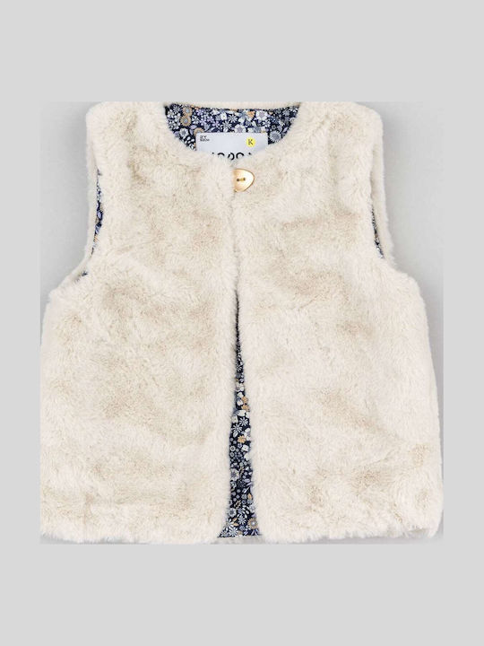 Kids Fur Sleeveless Beige