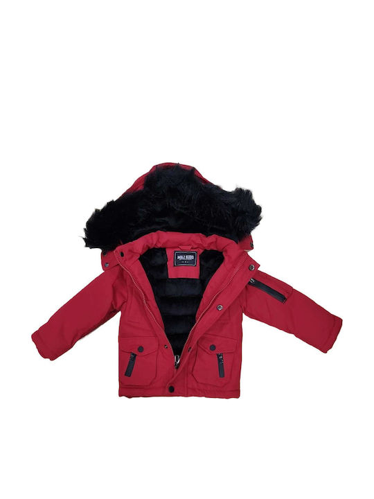 Kinder Freizeitjacke mit Futter & Kapuze Rot