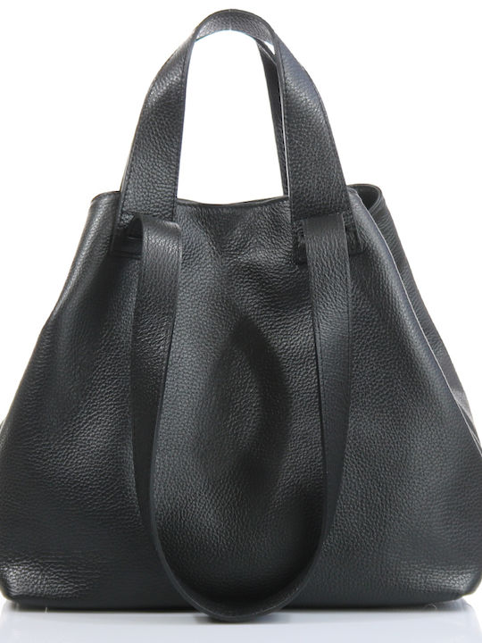 Leder Damentasche Shopper Schultertasche Schwarz