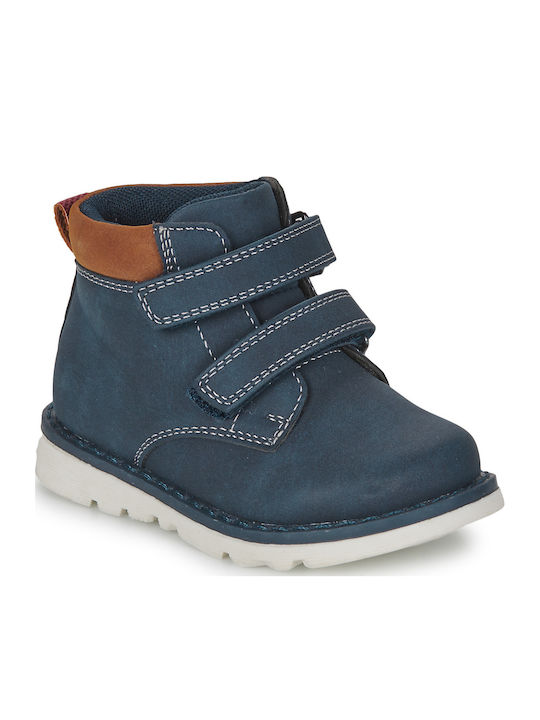 Chicco Leather Kids Boots with Velcro Blue 70015-800