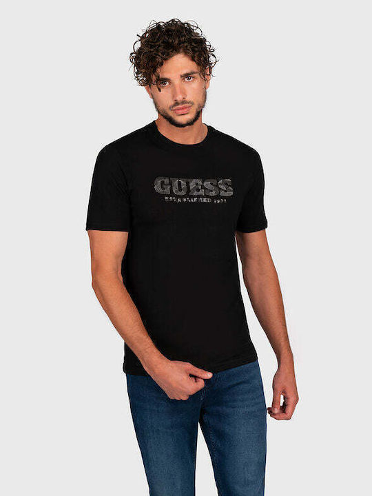 Guess Ανδρικό T-shirt Κοντομάνικο Μαύρο