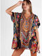 Admas Damen Kaftan Strand Mehrfarbig