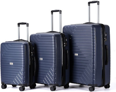 Lavor Travel Suitcases Hard Blue with 4 Wheels Set 3pcs