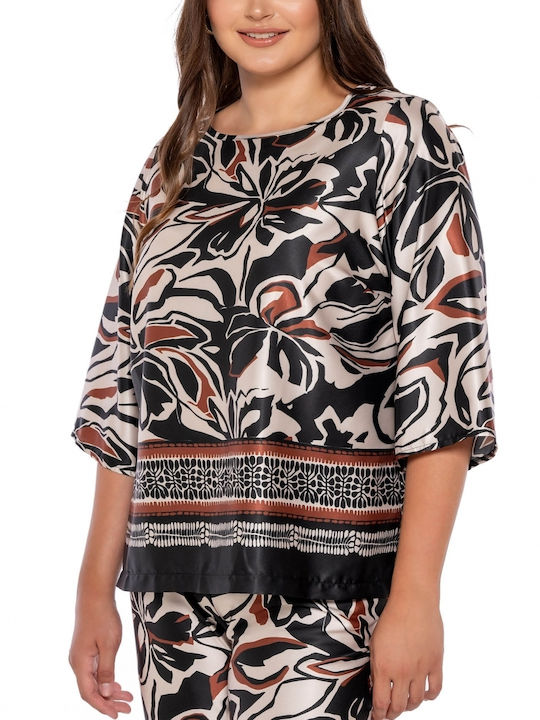Silky Collection Women's Blouse with 3/4 Sleeve Multicolour