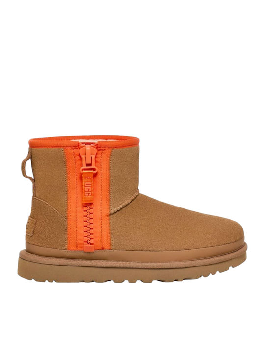 Ugg Classic Mini Zipper Tape Women's Ankle Boots Brown