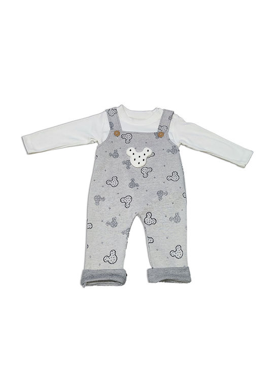 Mini Happy Baby Bodysuit Set with Pants Gray