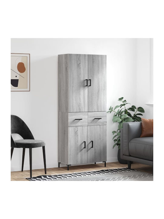 Ντουλάπα Γραφείου Ξύλινη Γκρι Sonoma 69.5x34x180cm