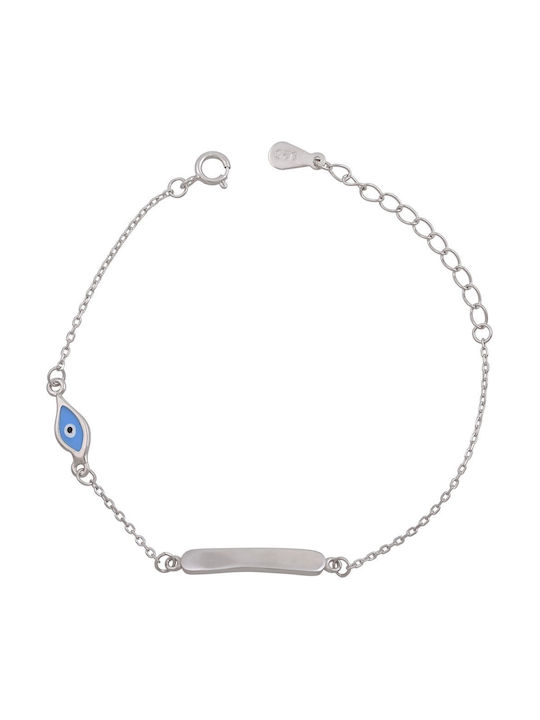 Slevori Kids Silver ID Bracelet with Evil Eye