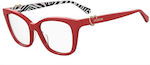 Moschino Love Plastic Eyeglass Frame Red MOL621 C9A