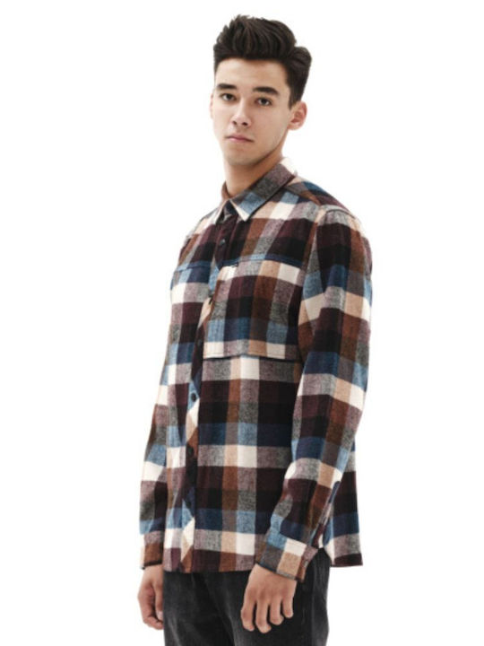 Overshirt Long-sleeved Flannel Shirt Checked Blue/Wine