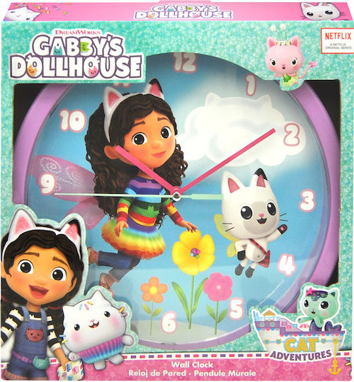 Kids Euroswan Ceas de Perete pentru Copii Gabi Cat's House Lemn 24.5x24.5cm