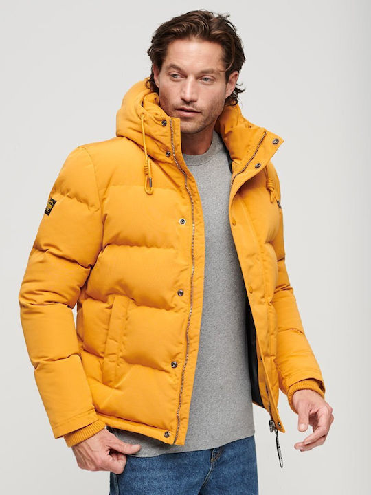 Superdry Everest Short Geacă Iarna Puffer Galben