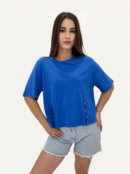 Bebe Plus Women's Oversized Crop T-shirt Blue