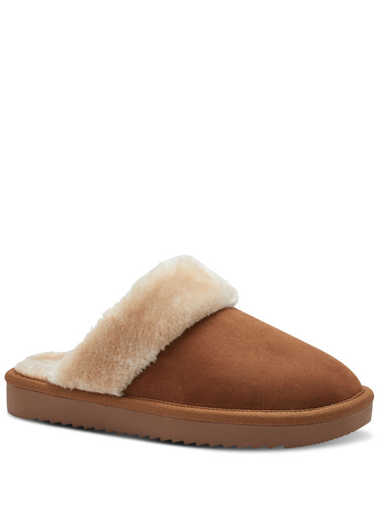 Marco Tozzi Anatomic Women's Slippers with Fur Brown