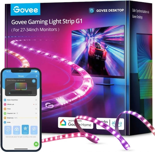 Govee Smart LED-Streifen Gaming G1 Wi-Fi Fernseher USB 5V RGB Licht 1.8m mit Netzteil