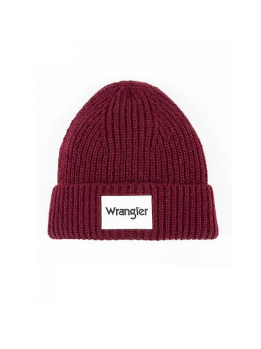 Wrangler Beanie Unisex Beanie mit Rippstrick in Burgundisch Farbe