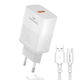 Leewello Încărcător cu Port USB-A și Cablu USB-C 20W Albς (CDQ22)