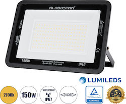 GloboStar Atlas Στεγανός Προβολέας LED 150W Θερμό Λευκό 2700K IP67