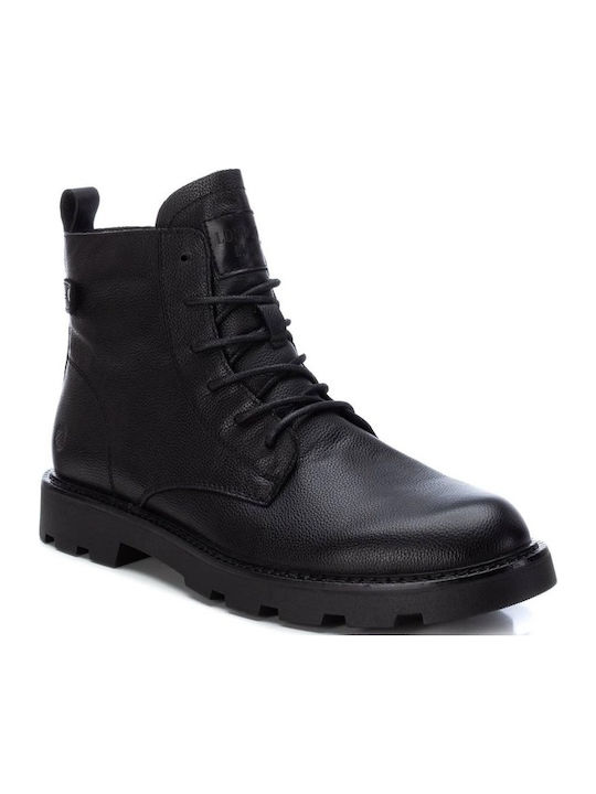 Carmela Footwear Leather Combat Boots Black