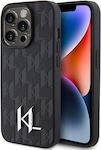 Karl Lagerfeld Hot Stamp Kl Metal Logo Monogram Back Cover Silicone Black (iPhone 15 Pro Max) KLHCP15XPKLPKLK