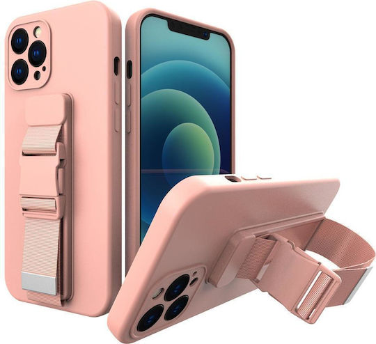 Hurtel Husă Back Cover Din Silicon 1mm Cu Curea Pentru Gât Roz Galaxy A23 4G / Galaxy A23 5G
