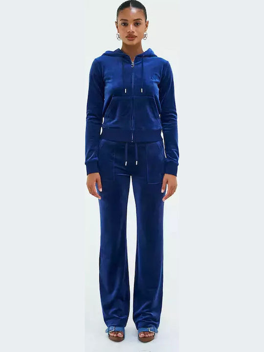 Juicy Couture Damen Sweatshirtjacke Samt Blau
