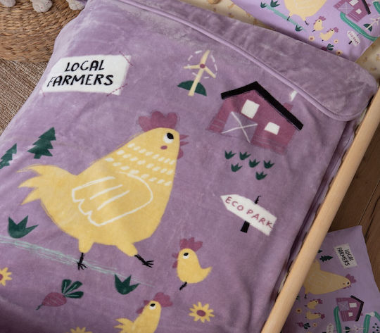 Nef-Nef Homeware Κουβέρτα Κούνιας Piu Piu Βελουτέ Μωβ 100x140εκ.