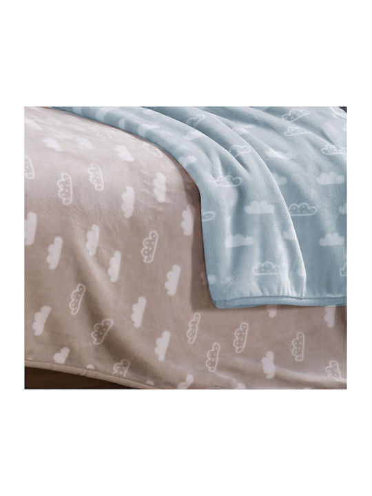 Nef-Nef Homeware Одеяло Детски пелени за пелени Clouds Велур Син 75x100см.