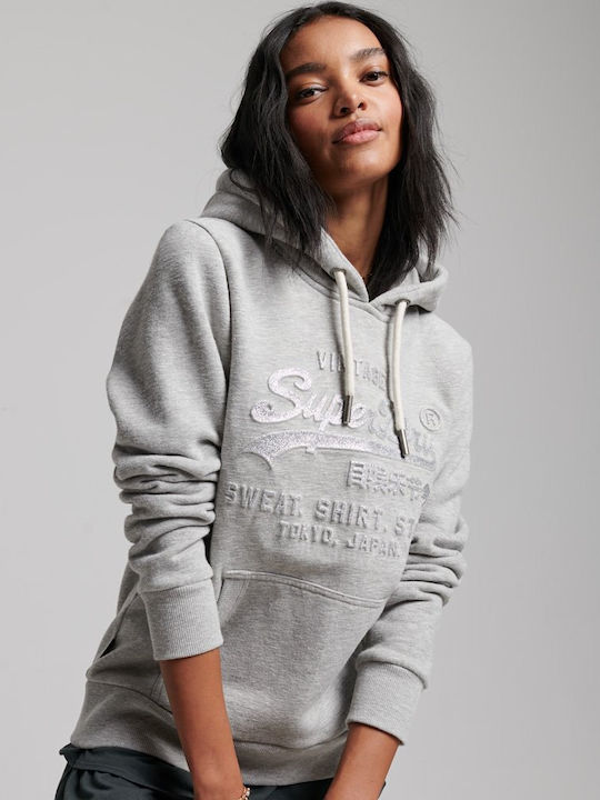 Superdry Vintage Logo Emboss Women's Hooded Sweatshirt Gray