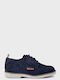 Boys Leather Moccasins with Laces Navy Blue