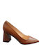 Spitze Zehe Pumps mit Chunky Mittlerem Absatz Braun
