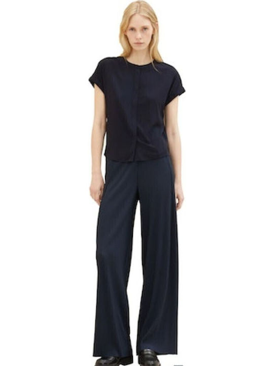 Damen Stoff Hose mit Gummizug Marineblau