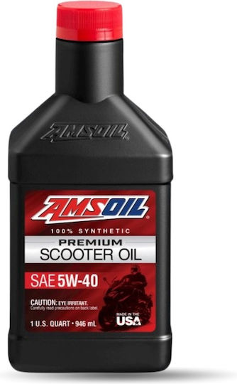 Amsoil Premium Scooter Synthetic Motorcycle Oil for Four-Stroke Engines 5W-40 946ml